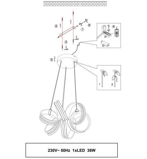 Lampadario camera da letto moderna led 38w 3000k dimmerabile