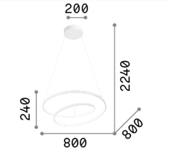 Ideal lux oz sp d80 dali push bianco lampadario led 55w 3000k