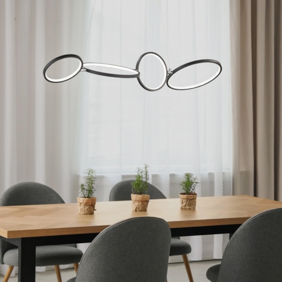 Lampadario moderno nero per soggiorno led 37w 3000k dimmerabile