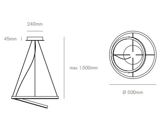 Lampadari moderni led 60w 3000k dimmerabile hurricane vivida