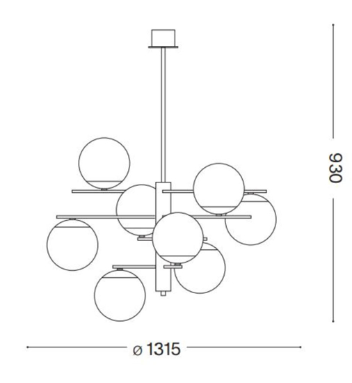 Ideal lux gourmet pl9 grande lampadario particolare 9 luci sfere vetro bianco