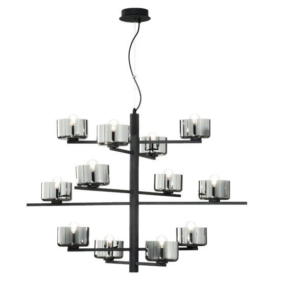 Ondaluce lampadario nero figaro 12 luci particolare per salone moderno