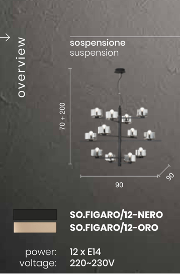 Ondaluce lampadario nero figaro 12 luci particolare per salone moderno