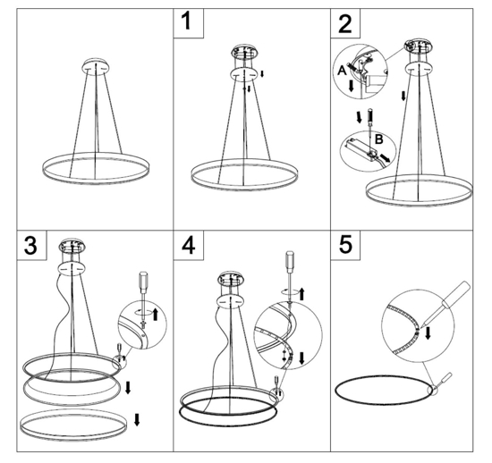 Lampadario vivida lifering-o bronzo per soggiorno led 80w 3000k 4000k dimmerabile