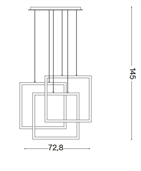 Frame sp quadrato ideal lux lampadario nero per soggiorno led 80w 3000k