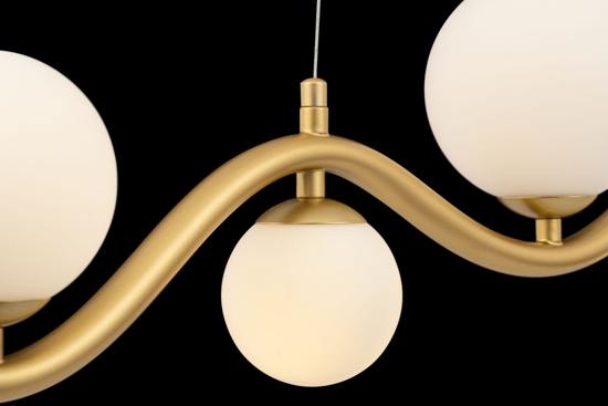 Lampadario moderno oro per soggiorno sfere vetro bianco stile