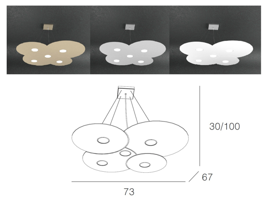 Lampadario moderno grigio per soggiorno toplight cloud