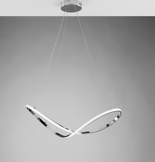 Lampadario design per camera da letto moderna cromo led 45w 4500k