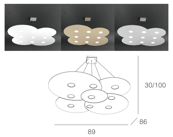 Toplight cloud grigio lampadario moderno per soggiorno