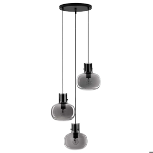 Lampadario per soggiorno moderno grappolo 3 luci vetr grigio