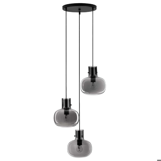 Lampadario per soggiorno moderno grappolo 3 luci vetr grigio