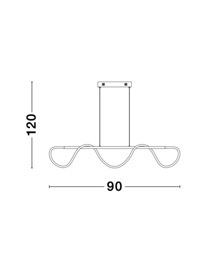 Lampadario oro design moderno da soggiorno tubo led 29w 3000k