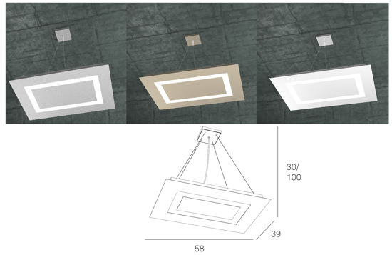 Toplight carpet lampadario per ufficio moderno led 60w grigio