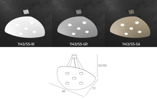 Lampadari moderni 5 led toplight shape metallo sabbia