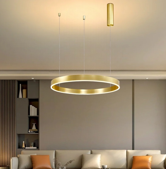 Lampadario cerchio oro anello led 40w 3000k dimmerabile