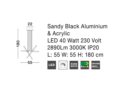 Lampadario led per soggiorno moderno 3000k nero