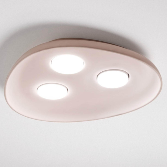 Plafoniera led 3 luci reloaux rosa ceramica ovale