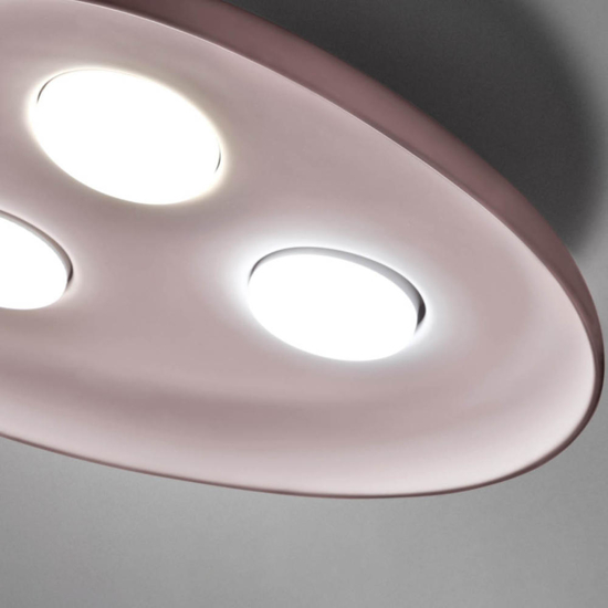 Plafoniera led 3 luci reloaux rosa ceramica ovale