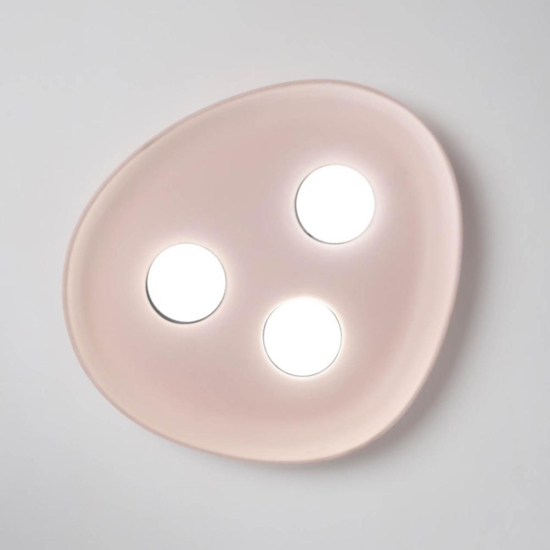 Plafoniera led 3 luci reloaux rosa ceramica ovale