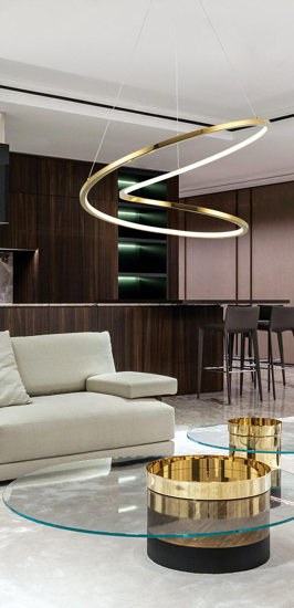 Lampadari led 41w 3000k oro per soggiorno moderno