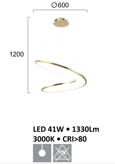 Lampadari led 41w 3000k oro per soggiorno moderno