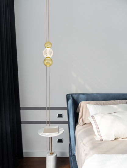 Lampada da comodino pendente per camera da letto sfere oro