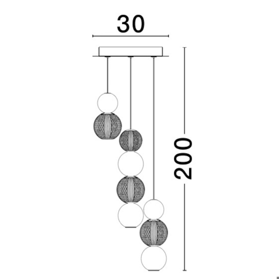 Lampadario per camera da letto classica 3 sfere pendenti oro