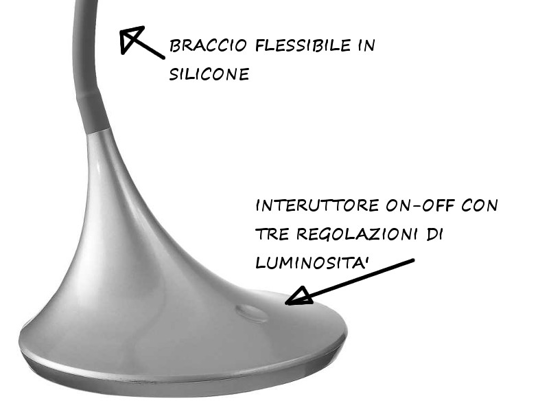 Lampada da scrivania moderna bianca lucida led 4.5w 3000k