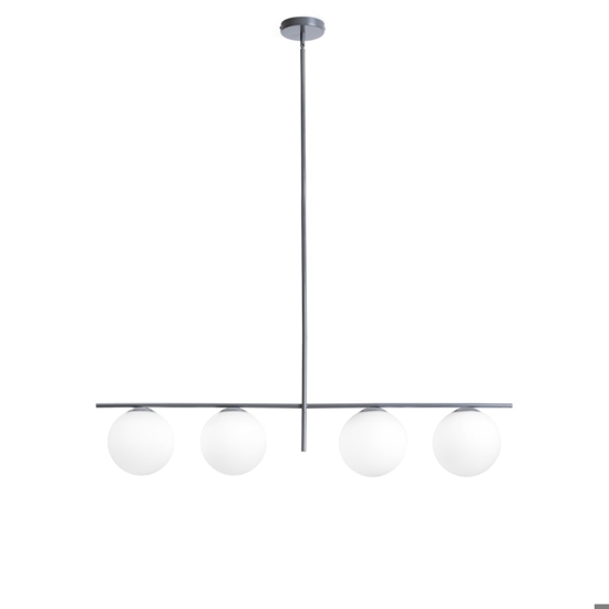 Miloox jugen grande lampadario moderno quattro bocce vetro metallo ottanio