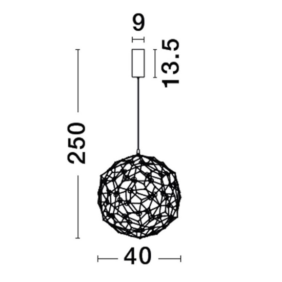 Lampadario palla sfera nera design moderna led 21w 3000k