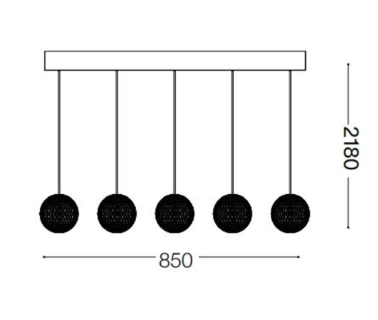 Ideal lux diamond sp5 lampadario 5 sospensioni led 27w 3000k