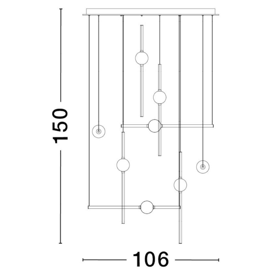 Lampadario oro nero 8 luci per salone moderno led 106w 3000k