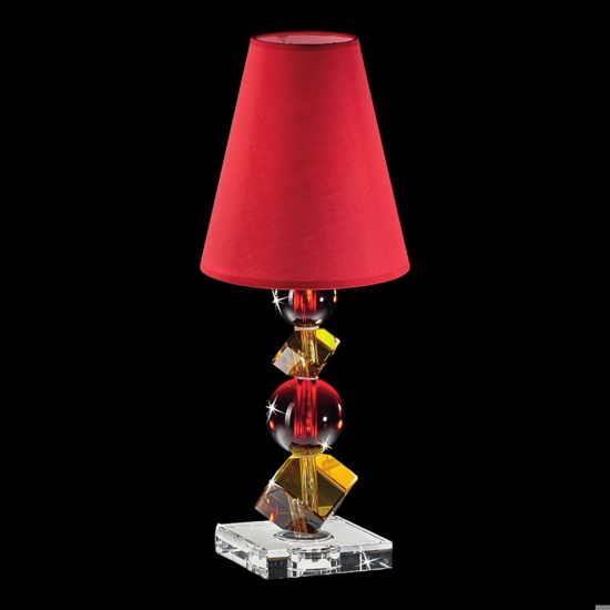 Lampada da tavolo design moderna di vetro cristallo ambra rosso