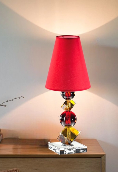 Lampada da tavolo design moderna di vetro cristallo ambra rosso