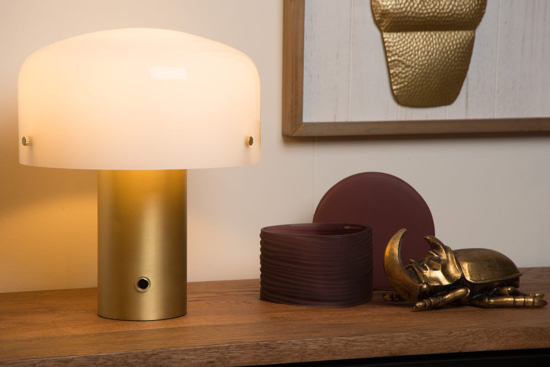 Lampada da tavolo design moderna oro vetro bianco touch dimmer