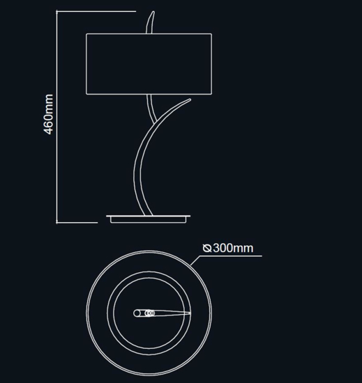 Lampada da tavolo per camera da letto moderna cromo lucido paralume ovale