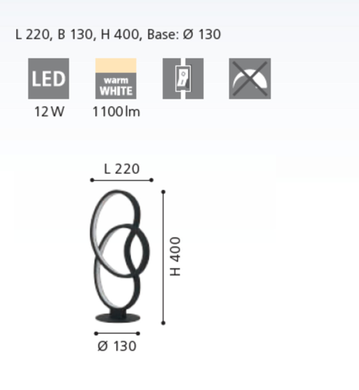 Lampada da tavolo nera led 3000k moderna