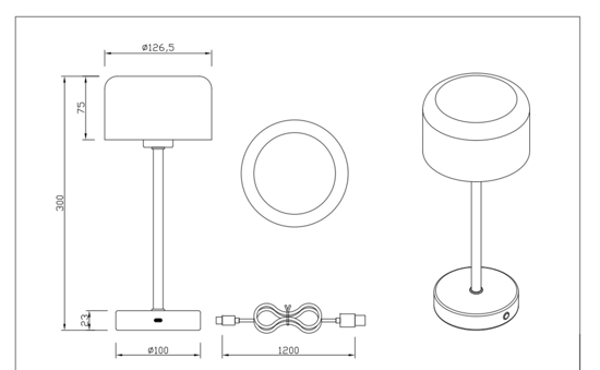 Lampada da tavolo senza fili led 3000k dimmerabile design moderna ricaricabile