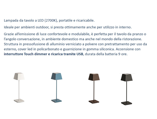 Lampada da tavolino ristorante nera led senza fili portatile ip54