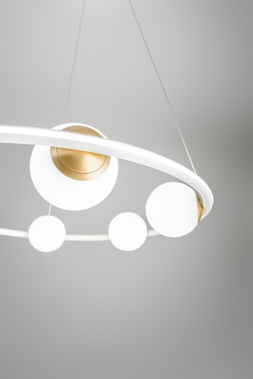 Perenz ball lampada a sospensione design bianco oro ottone per soggiorno