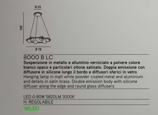 Perenz ball lampada a sospensione design bianco oro ottone per soggiorno