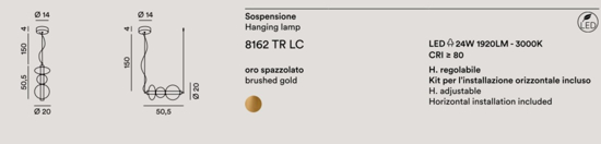 Perenz bubbles oro lampada a sospensione led 24w 3000k sfere vetro