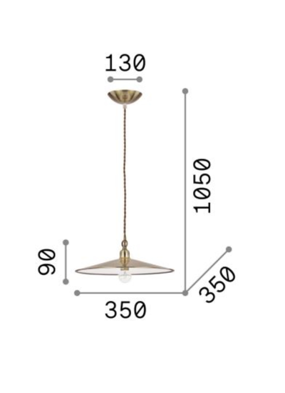 Ideal lux cantina lampadario per cucina rustica piatto brunito 35cm