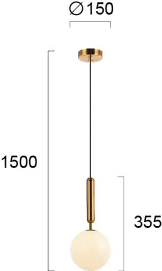 Lampadario dorato sfera vetro per comodino camera da letto