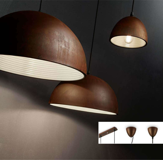 Ideal lux folk sp1 d40 lampadario da cucina paralume marrone ossidato