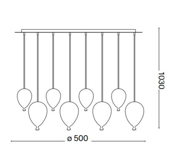 Ideal lux clown sospensione per salotto palloncini vetro sp8 color