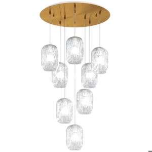 Lampadario con vetro trasparent toplight tender oro per salone