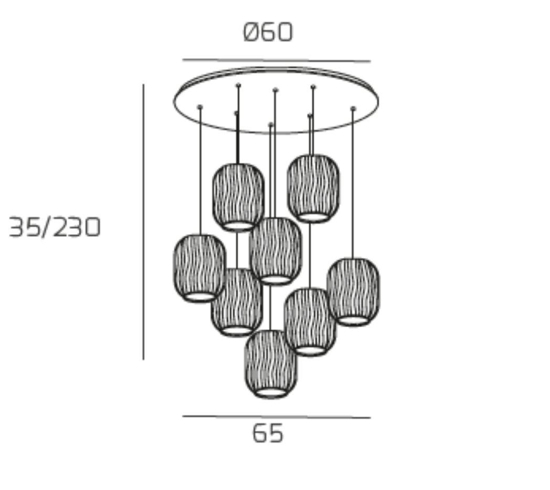 Lampadario a sospensione oro ottone toplight