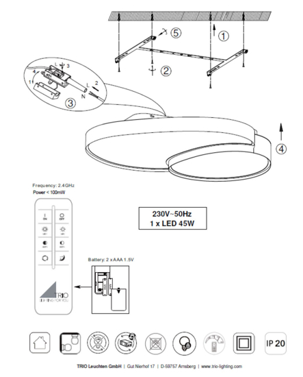 Plafoniera per soffitto led da 2700k a 6500k design moderna nera