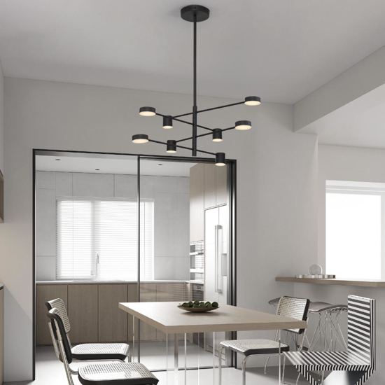 Lampadario per sala da pranzo moderna nero luci orientabili